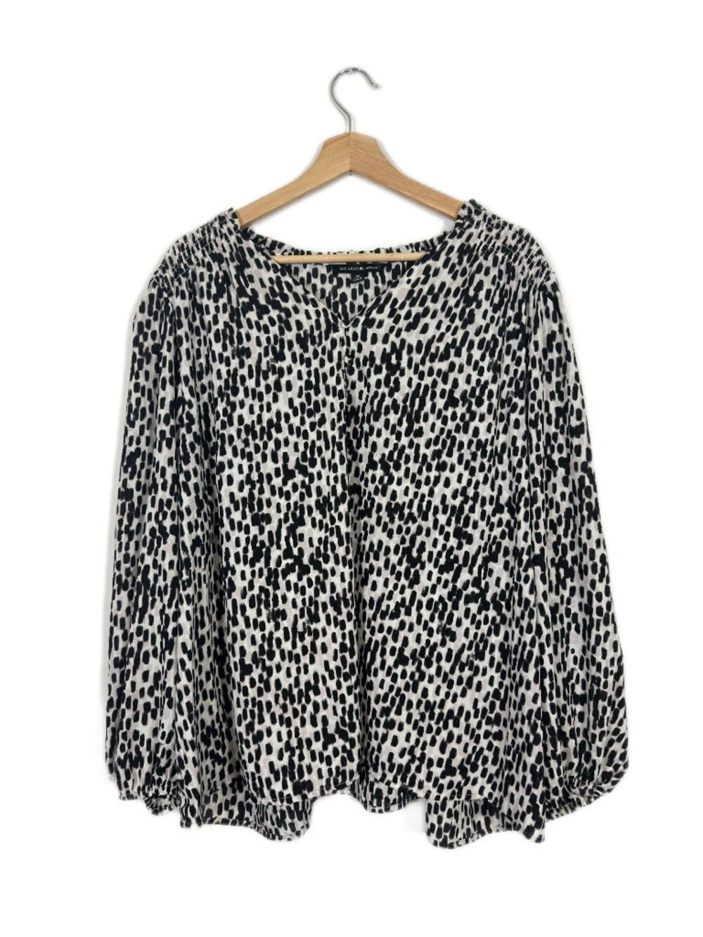 Zac & Rachel Women's Flowy Top Blouse Plus Size 3X Black Ivory Business Casual